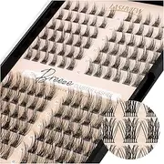 LASHVIEW 144 Pcs Lash Clusters DIY Cluster Eyelash Extensions Mega Volume Reusable Individual Lashes Cluster Natural Look Super Thin Band & Soft(Natural,C-10-16mix)