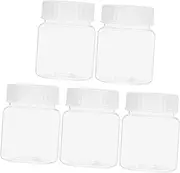 5 Pack Wide Mouth Liquids Bottle for Reusable Medicine Storage Plastic Chemical Container Airtight Cap