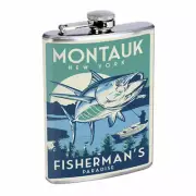 Fishermans Paradise Em1 8oz Stainless Steel Flask Drinking Whiskey Liquor