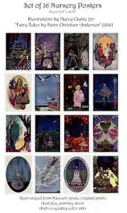 Nursery posters (16) - "Tales by Hans Andersen" (Harry Clarke) 8.25" x 11.75"