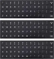 3PCS Universal Keyboard Letter Stickers, Replacement English Keyboard Stickers With Black Background and White Lettering for PC Computer Laptop Desktop