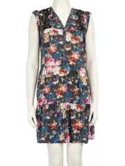 Floral Silk Tiered Mini Dress