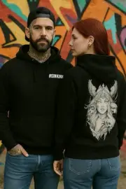 Tattoo Unisex Hoodies. Mythology Goddess Skulls (Horse, Dog, Cat) #sinkink -Blk
