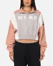 [Nike] Nike Women's Sportswear Classic Woven Lightweight 1/4-zip Jacket College Grey/rose Gold/sail - Size 2XL 2XL College Grey/Ro