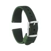 Silicone Watch Band 18mm Quick Release Watch Strap with Silver Clasp, Deep Green