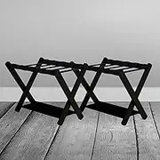 Suitcase Stand 2 Pack - Luggage Rack for Guest Room, Solid Wood Suitcase Rack with Non Slip Feet, Hotel Multi-Functional Widened High Density Webbing Shoe Shelf/Clothes Rack