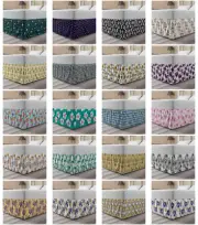 Ambesonne Soft Floral Bedskirt Elastic Wrap Around Skirt Gathered Design