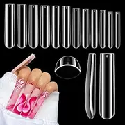 504PCS Clear Square Nail Tips for Acrylic Nails Professional, XXL/XXXL Extra Long Tapered Square Straight Acrylic Nail Tips, Full Cover No C Curve False Nail Extension Tips for Manicure Salon Nail Art