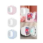 Mini Skincare Fridge with LED Mirror Compact Refrigerator Personal Refrigerator