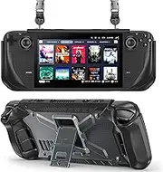 DMaos Protective Steam Deck Case with Kickstand, TPU & PC Cover, Shock-Absorption for Steam Deck Accessories with Shoulder Strap - Black