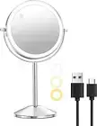 10X Lighted Makeup Mirror with Magnification 8" Stand up Double Sided Magnifying