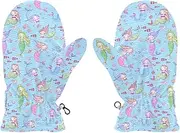 [Joisal] Cute Little Lermaids Pattern Children Gloves Winter, Fuzzy Toddler Gloves, Ideal for Cold Weather, Kids Knit Gloves Ages 5-10, Small, Cute Little Lermaids Pattern