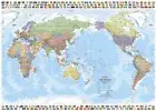 (LAMINATED) WORLD MAP PACIFIC CENTERED WITH FLAGS POSTER (70X100CM) AUSTRALIA