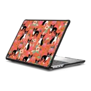 MacBook Pro 14-inch (M1 - M4) Impact Case Coral Pink Floral Boston terriers cute florals laptop sleeve macbook case with boston terrier dog person gifts