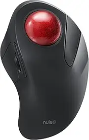 Nulea Wireless Trackball Mouse, Rechargeable Ergonomic Design, Index Finger Control with 5 Adjustable DPI, 3 Device Connections (Bluetooth or USB)