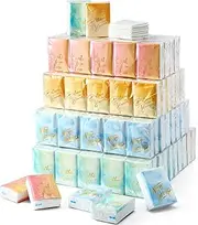 Outus 200 Packs Pocket Tissues Travel Size 3 Ply Paper Facial Tissue Packs for Family Holiday Travel Office Car Wedding Party (Watercolor)
