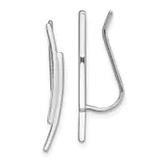 Sterling Silver Rhod-Plated Polished Double Curved Bar Ear Climber Earrings