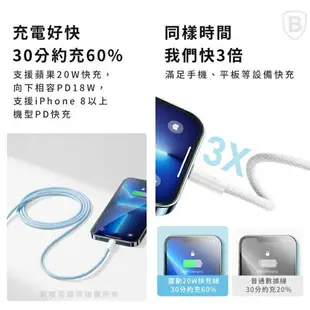 【台灣倍思】20W靈動Type C to Lightning蘋果IOS快充充電線支援蘋果原廠充電頭粉色充電線baseus