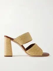 [STAUD] STAUD - Skylar Leather-trimmed Raffia Sandals - Beige - IT41 IT 41 Neutrals