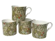 Golden Lily Design Set of 4 mugs NEW Heritage Brand 300ml 10.5 oz ea