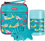 Kids Complete Lunch Box Tote Kit - Insulated w Convertible Strap -Narwhal