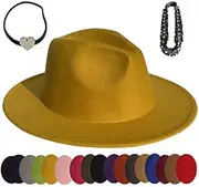 [COMVIP] Felt Fedora Hat - Men Women - Wool Jazz Vintage Panama Cap with 2pcs Removable Bands