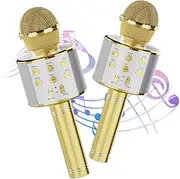 Wireless Bluetooth Karaoke Microphone 2 Pack, 4-in-1 Handheld Mic Speaker for Singing, Karaoke Machine for Phone Android PC, Great Birthday Gifts for Girls Kids Adults for Party,Home KTV
