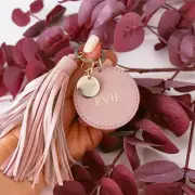 Personalised Women's Blush Leather Tassel Keyring