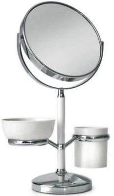 NEW CHROME SHAVING MAKE-UP COSMETICS / SHAVING STICK MIRROR HOLDER STAND