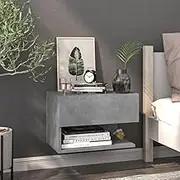 Wall-Mounted Bedside Cabinet Concrete Grey Bedroom Storage