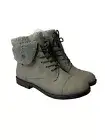 White Mountain Cliff's Duena Light Gray Faux Fur Lined Combat Boots Size 10