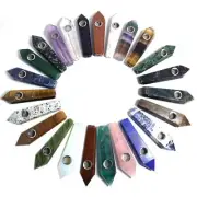 Natural Quartz Crystal Point Obelisk Healing Chakra Wand Stone Rock Smoking Pipe