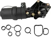 MILIPARTS Engine Oil Cooler Filter Housing Assembly Adapter Kit with Oil Filter Gasket Sensor Adapter Compatible with Audi TTRS Mk2, VW New Beetle, Golf Jetta Rabbit 2.5L OE part 07K115397A 07K115397B