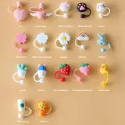 1PC Cartoon Silicone Straw Tips Drinking Dust Cap Splash Proof Plugs Cover Creat