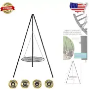 Multi-Functional Tripod Fire Pit Cooking System - Ideal for Camping & Grilling