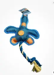 The GKC Blue Duck Stuffed Interactive Plush Squeaky Dog Tope Knot Toy 12 In