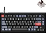 Keychron V1 Wired Custom Mechanical Keyboard Knob Version, 75% Layout QMK/VIA Programmable with Hot-swappable Keychron K Pro Brown Switch Compatible with Mac Windows Linux Carbon Black Non-Transparent
