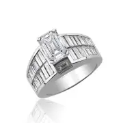 3.00 Carat Emerald Cut Diamond Wedding Ring Set 18k Gold GIA Certified