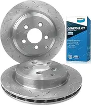 2 x Slotted & Drilled Rear Disc Brake Rotors + Bendix GCT Brake Pads for Ford Falcon F6 Territory Fairmont Fairlane LTD BF FG SX SY SZ V6 2.7L 6cyl 4.0L V8 8cyl 5.4L 2004 to 2016