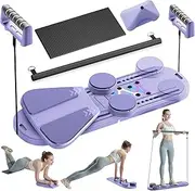 6-in-1 Pilates Reformers Board, Portable and Foldable Pilates Reformer Set, Home Workout Equipment for Core Exercises, Suitable for Women and Men (Purple)