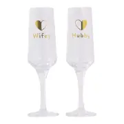 Hubby and Wifey Wine Glasses Set Wedding Gifts for Him Her Bride Groom Couple