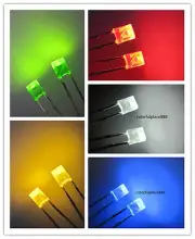 100pcs 2x3x4mm Red Yellow Blue Green White Diffused LED Rectangle Leds Light New