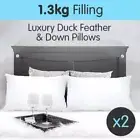 2x Duck Down Feather Pillows Luxury Cotton Cover 75 X 50cm Australian Size Bed