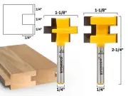 3/4" 2 Bit Tongue and Groove Router Bit Set - 1/4" Shank - Yonico 15226q