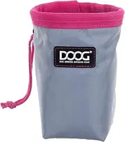 DOOG's Dog Treat Pouch for Pet Training | Clip Waist Belt | Drawstring Closure Dog Hands-Free Training Waist Bag |Dog Treat Carrier Holder - Grey/Pink - Small