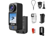 SJCAM C300 Pocket Action Camera,4K Body Camera, Auto Screen Off, Stabilization, Waterproof, Small Wearable, Mini POV Camera, Removable Dual Battery, Touch Screen, with Helmet Mount Kits, Black