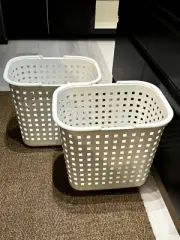 Plastic Laundry Basket Household Storage Box with Handles 2 pcs