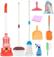 Kids Cleaning Set - 8Pcs Toddler Broom and Toy Vacuum Cleaner, Pretend Play Chil