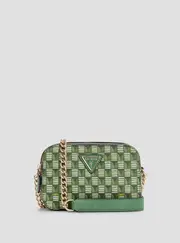 GUESS Women's Green Logo G Wave Crossbody Camera Bag