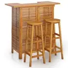 3-Piece Outdoor Bar Set Garden Patio Dining Stool Chairs Table Solid Acacia Wood